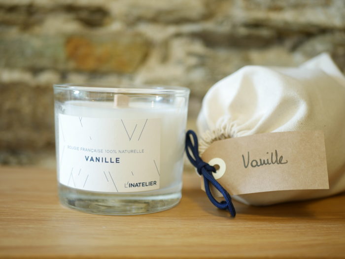 bougie parfumée 100% naturelle à la cire de soja - parfum vanille -L'INATELIER nantes