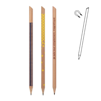 LOT de 3 crayons à papier_magnétique_bleu_jaune_bois_cèdre_malin_objet_design_aimant_cuisine_linatelier_madeinfrance