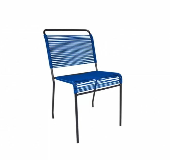Chaise de jardin BOQA_doline_tressage PVC_made in france_couleurs_empilable_Bleu Nuit