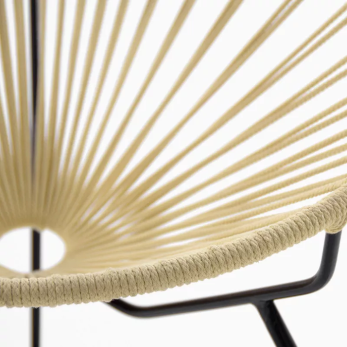 Fauteuil acapulco exterieur corde acrylique beige boqa design structure noire intérieur détail