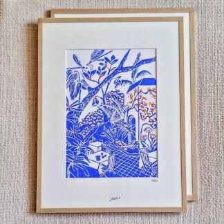 Linogravure Morgane Chouin 'Jardin Fleuri' 30x40 cm