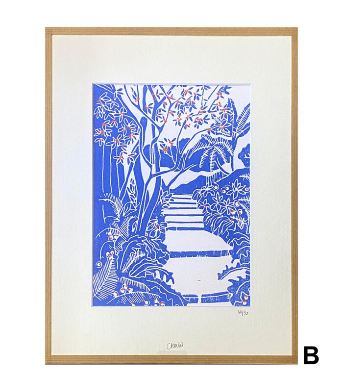Linogravure-jardin-fleuri-30x40