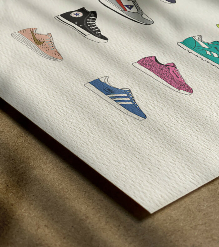 Affiche-les-baskets-memory-sneakers-50x70cm-made-in-france-nantes-déco-poster-détail-papier d'art