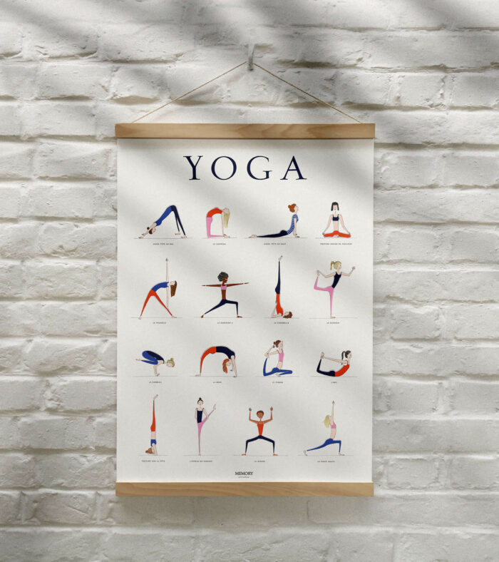 Affiche-Yoga-papier d'art-texturé-position-sport-memory-50x70cm-méditation-poster-bois-made in france