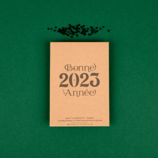 Bonne année 2023- carte de voeux-graine à planter-fête-cadeau de table-kraft- naturel-fabrication française