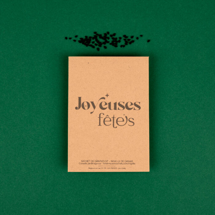 Joyeuses fêtes- carte de voeux - graine à planter- fête - carte cadeau-kraft- naturel-made in france