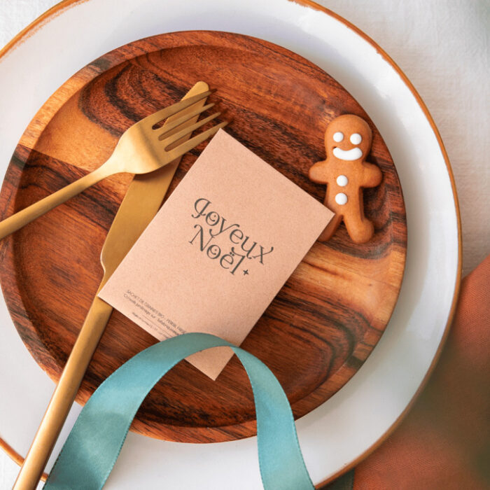 Joyeux noël- carte de voeux - graine à planter- fête - carte cadeau-kraft- naturel-made in france-sur assiette