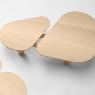 Table basse Roland-chene-2 plateaux-fabrication française-pieds bois