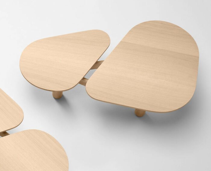 Table basse Roland-chene-2 plateaux-fabrication française-pieds bois