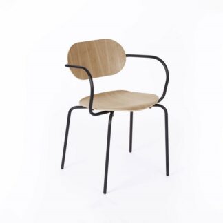haise-ML10 en chêne avec piètement noir métal-la-chaise-française-made-in-france-profil