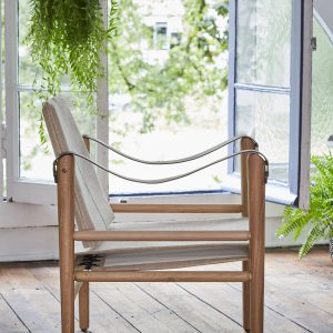 Fauteuil en bois cuir et lin compact temps libre F1 L'INATELIER Nantes
