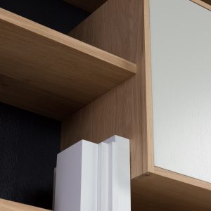 bibliothèque mixage 100 en chene massif Drugeot manufacture L'INATELIER détail rangement étagère et case fermée 1 - bookcase-4