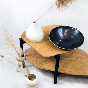 Table basse allia_bois et céramique_chene massif_pièce unique_sur-mesure_décoration_meuble_artisanat français_vincent hudelot_atelier hudelot_ Margot coville_nantes_made in france_L'Inatelier_Boutique déco