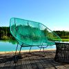 canapé 3 places Acapulco exterieur polyvinyl terrasse_boqa_L'Inatelier_couleurs_été_jardin_design_mobilier exterieur_nantes_structure noire_en situation_piscine_face