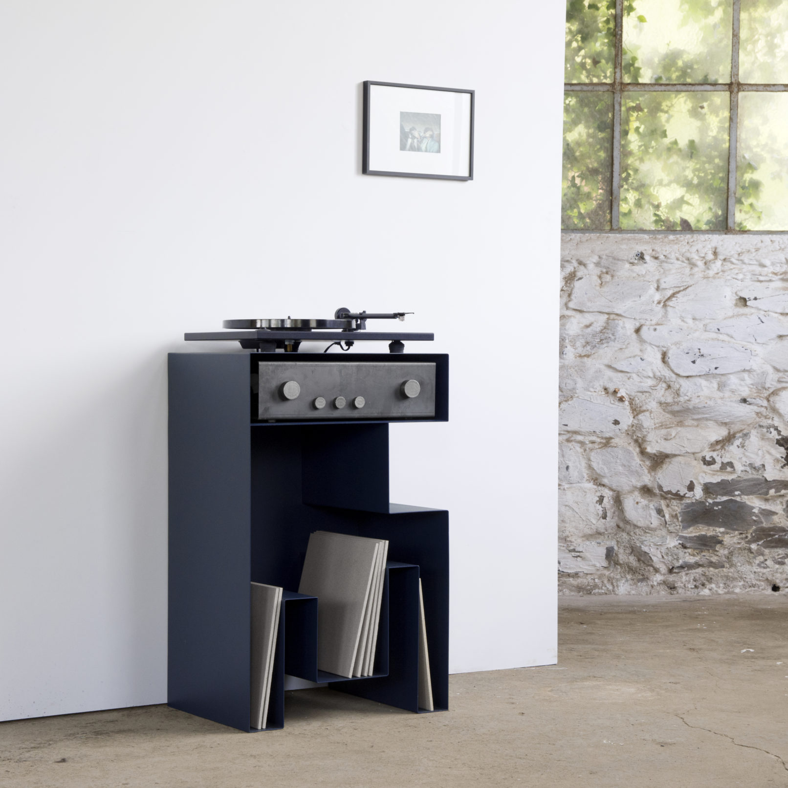 Meuble de rangement platine et vinyles en métal – JEUSTENE- Blanc - Gaelle Pinel_nantes_l'Inatelier_made in france_artisanat contemporain_fait main_décoration_intérieur_l'Inatelier_Rennes