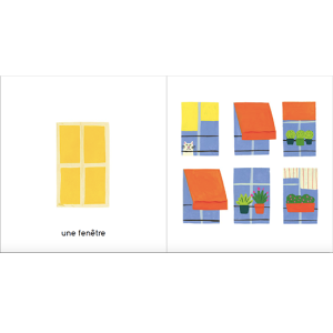 livre bébé_enfant_edition jeunesse_maison_Eliza_Couverture-Les-formes-de-ma-ville-Agathe singer_illustratrice_l'inatelier_nantes_made in france_ dès 6 mois_livre bébé_graphique_couleurs_apprentissage_cartonné_550x550_toits_cheminées_animaux_extrait-2_balcon
