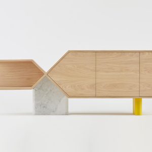 buffet-design-chromosome_hetch_mobilier_linatelier_fabrication-française_artisanat_bretagne_bois-massif_sur-mesure_peronnalisable_marbre-déco-décoration_intérieur_enfilade_rangement_salon_salle-à-manger_furniture_living-room_nantes_étagère_jaune