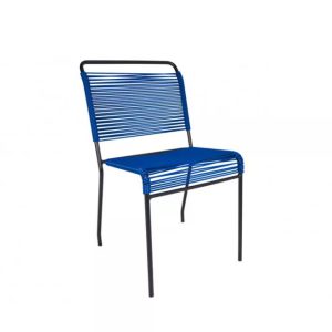 Chaise de jardin BOQA_doline_tressage PVC_made in france_couleurs_empilable_Bleu Nuit