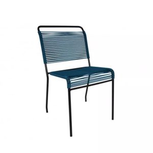 Chaise de jardin BOQA_doline_tressage PVC_made in france_couleurs_empilable_Bleu Ocean