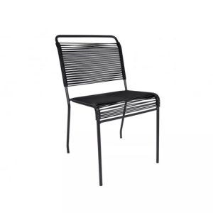 Chaise de jardin BOQA_doline_tressage PVC_made in france_couleurs_empilable_Noir