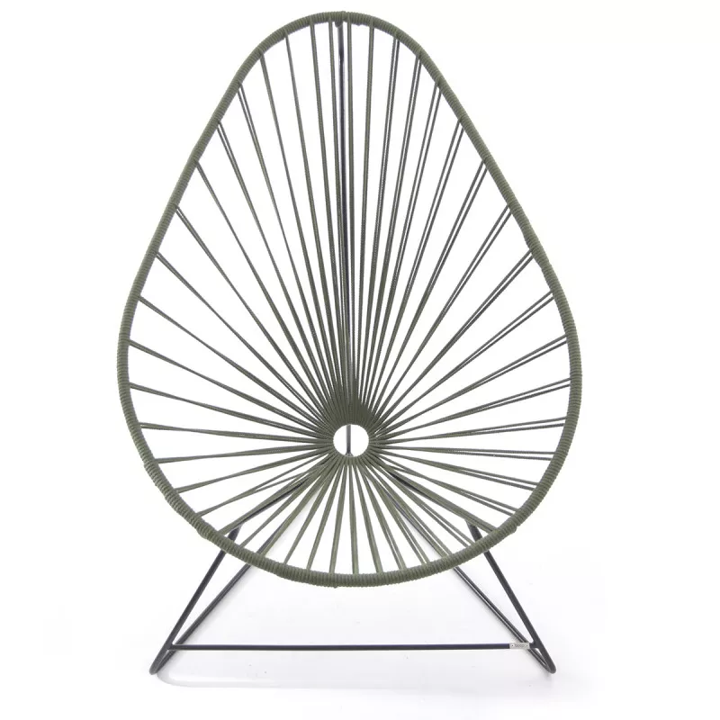 Fauteuil acapulco exterieur corde acrylique vert epicea boqa design structure noire intérieur face