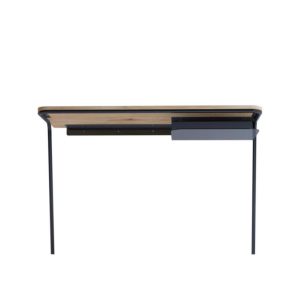 Bureau console bois et métal - KNGB- Chêne-déco-fabrication française -vue face-rangement-carré