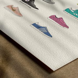 Affiche-les-baskets-memory-sneakers-50x70cm-made-in-france-nantes-déco-poster-détail-papier d'art