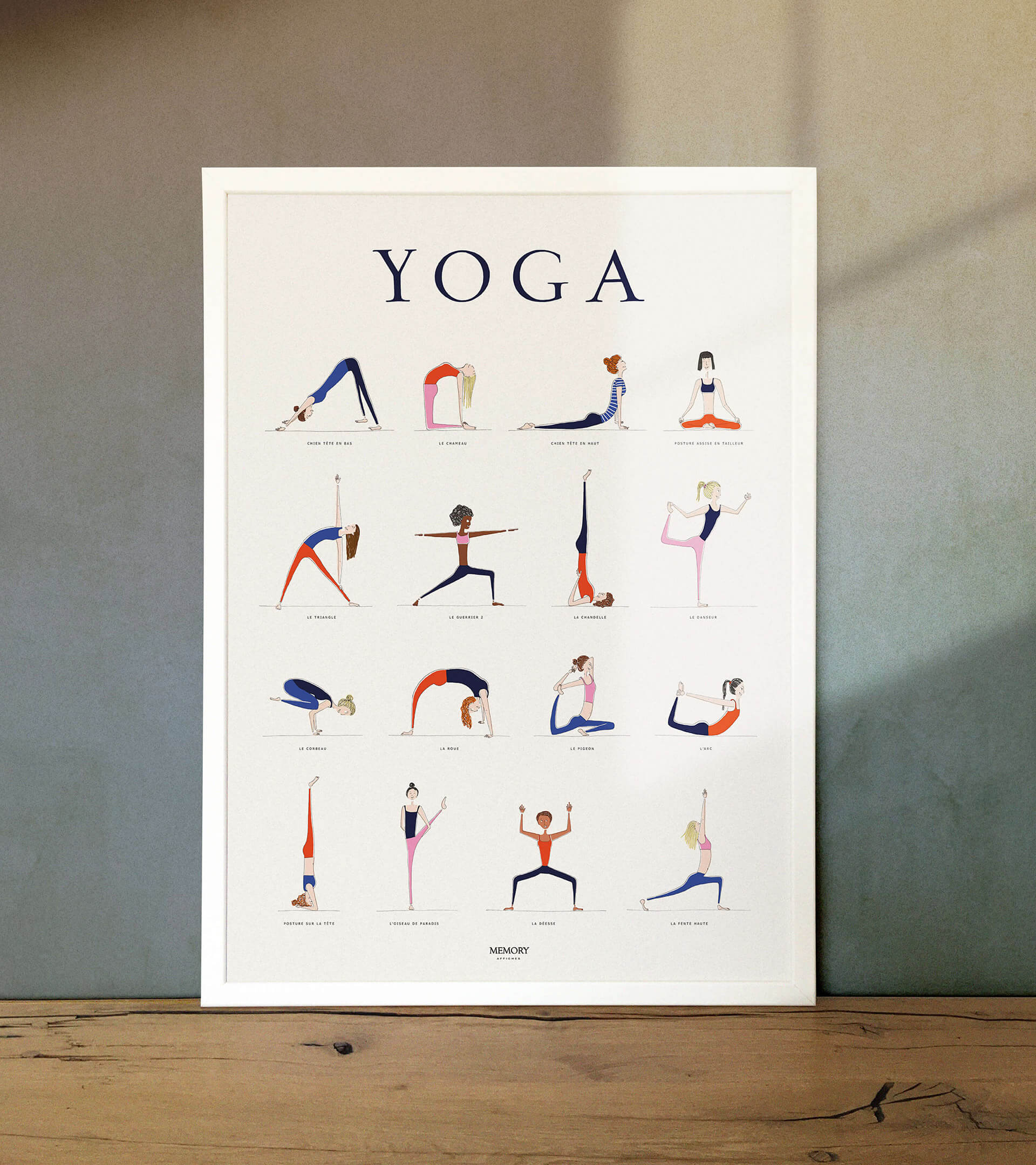 Affiche-Yoga-papier d'art-texturé-position-sport-memory-50x70cm-déco-nantes