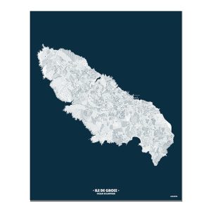 Affiche Augustin-bleu et blanc-Ile de Groix-Morbihan -Bretagne-mer-plage-déco-Linatelier