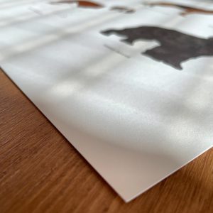 Affiche-chiens-papier d'art-texturé-position-sport-memory-50x70cm-déco-nantes