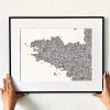 Affiche bretagne noir et blanc noms de villes les petits plans linatelier