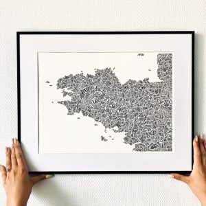 Affiche bretagne noir et blanc noms de villes les petits plans linatelier